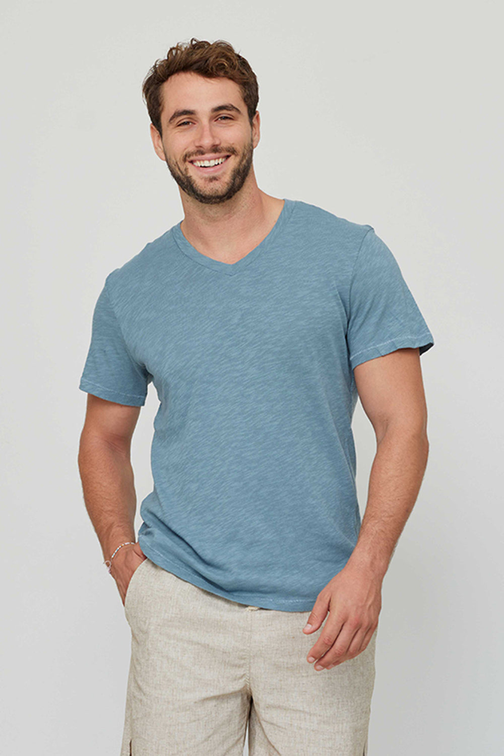 Linen Style T-Shirt Blue
