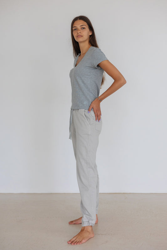 Linen Style T-Shirt Grey Ice