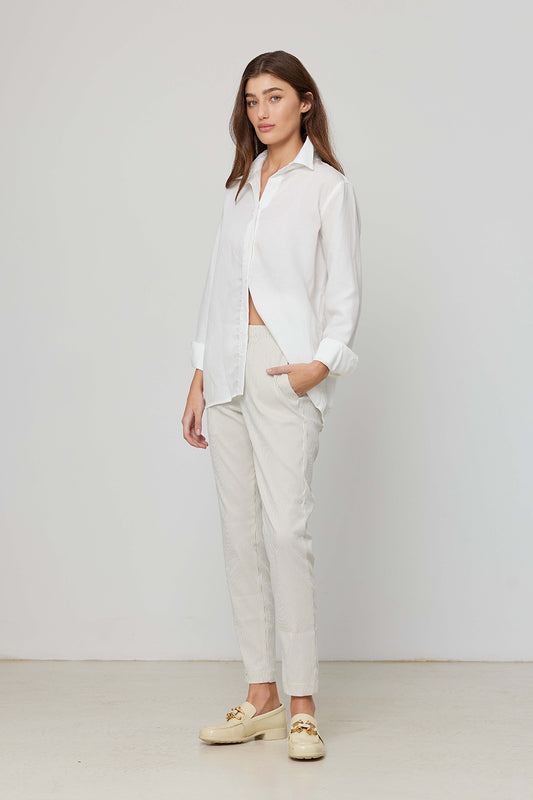 White Cotton Long Sleeve Buttoned Shirt