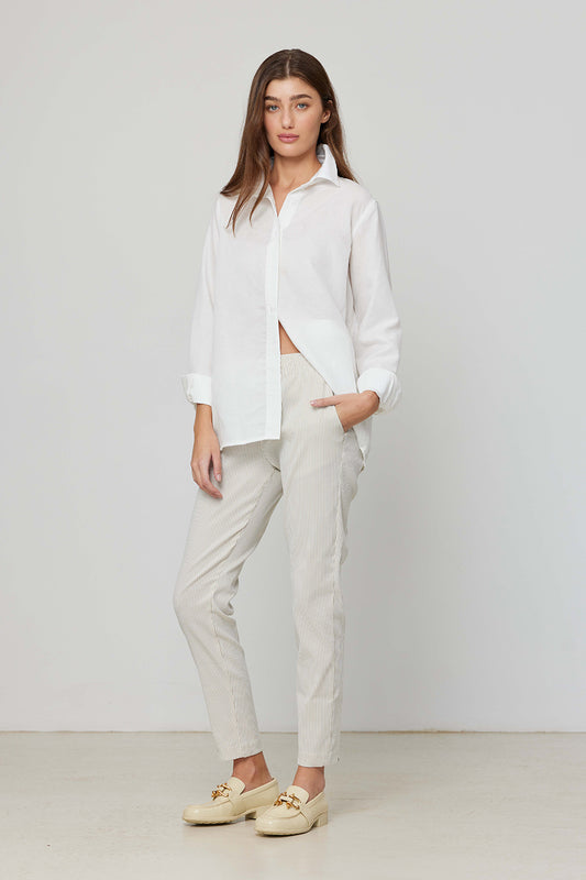 White Cotton Long Sleeve Buttoned Shirt