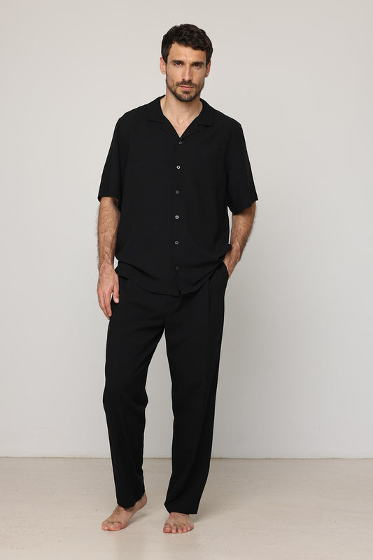 Men Linen Pants Black