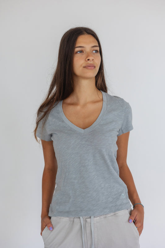 Linen Style T-Shirt Grey Ice