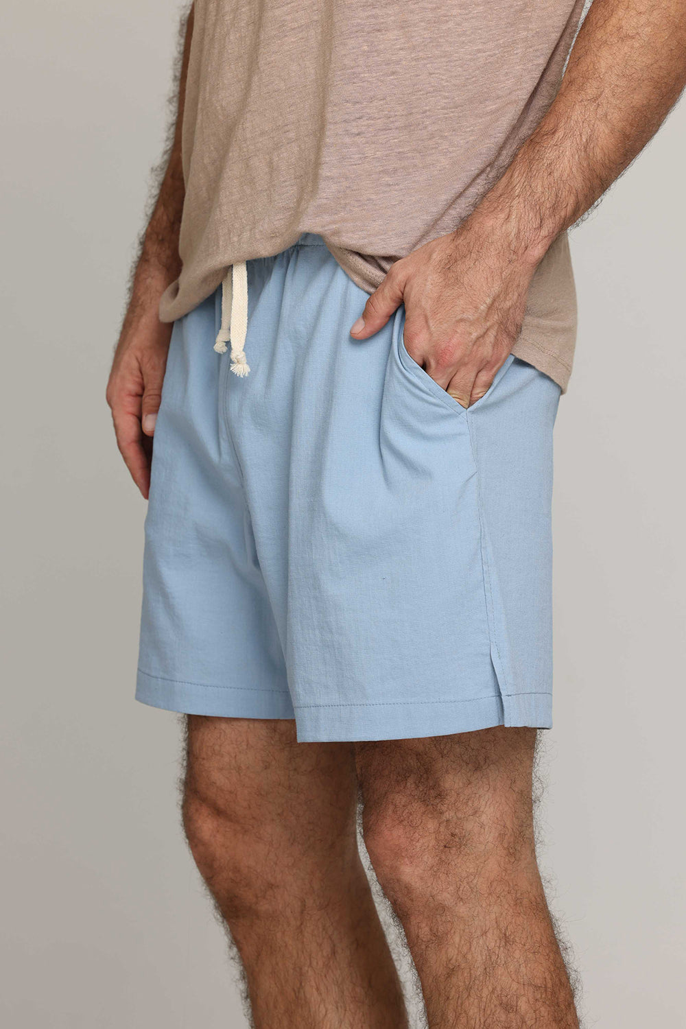 Men Short Linen Pants Blue