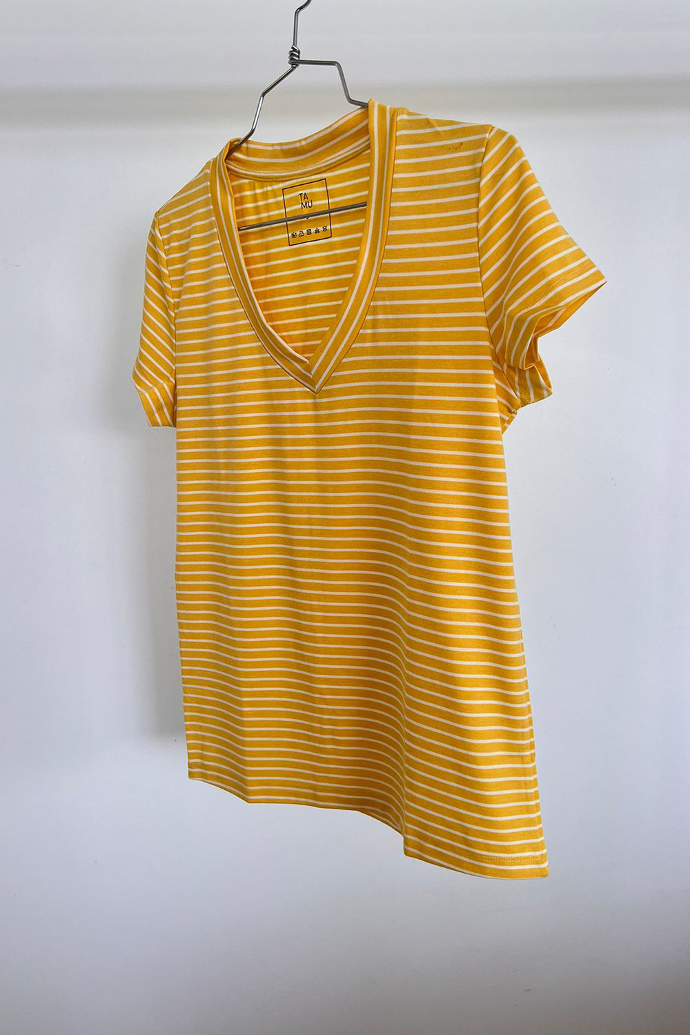 Cotton V T-Shirt Yellow Stripes