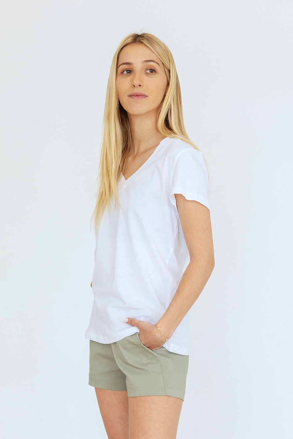Cotton V T-Shirt White