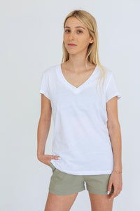 Cotton V T-Shirt White