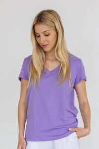 Cotton V T-Shirt Purple