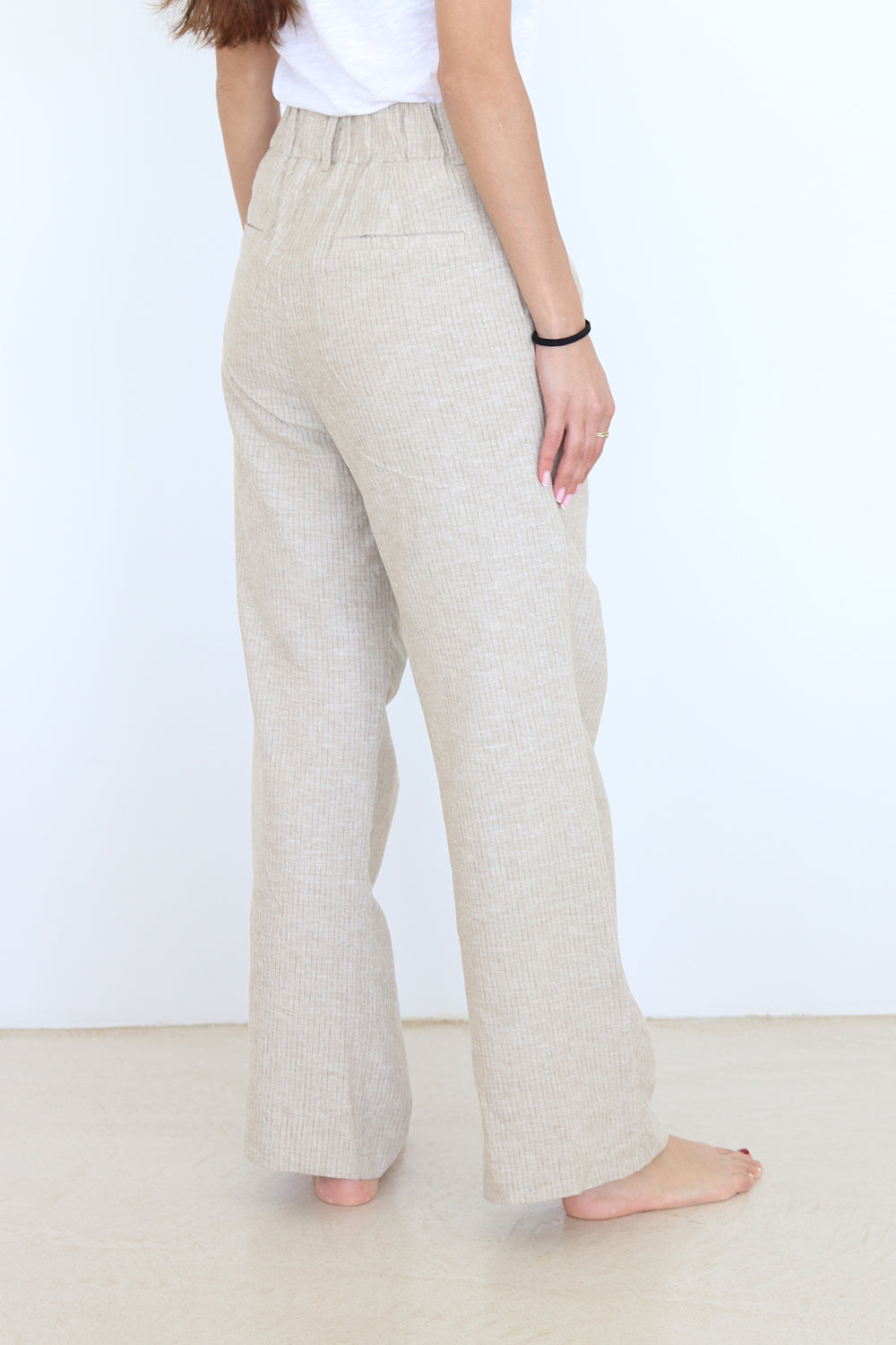 Paris Brown Light Stripes Linen Pants