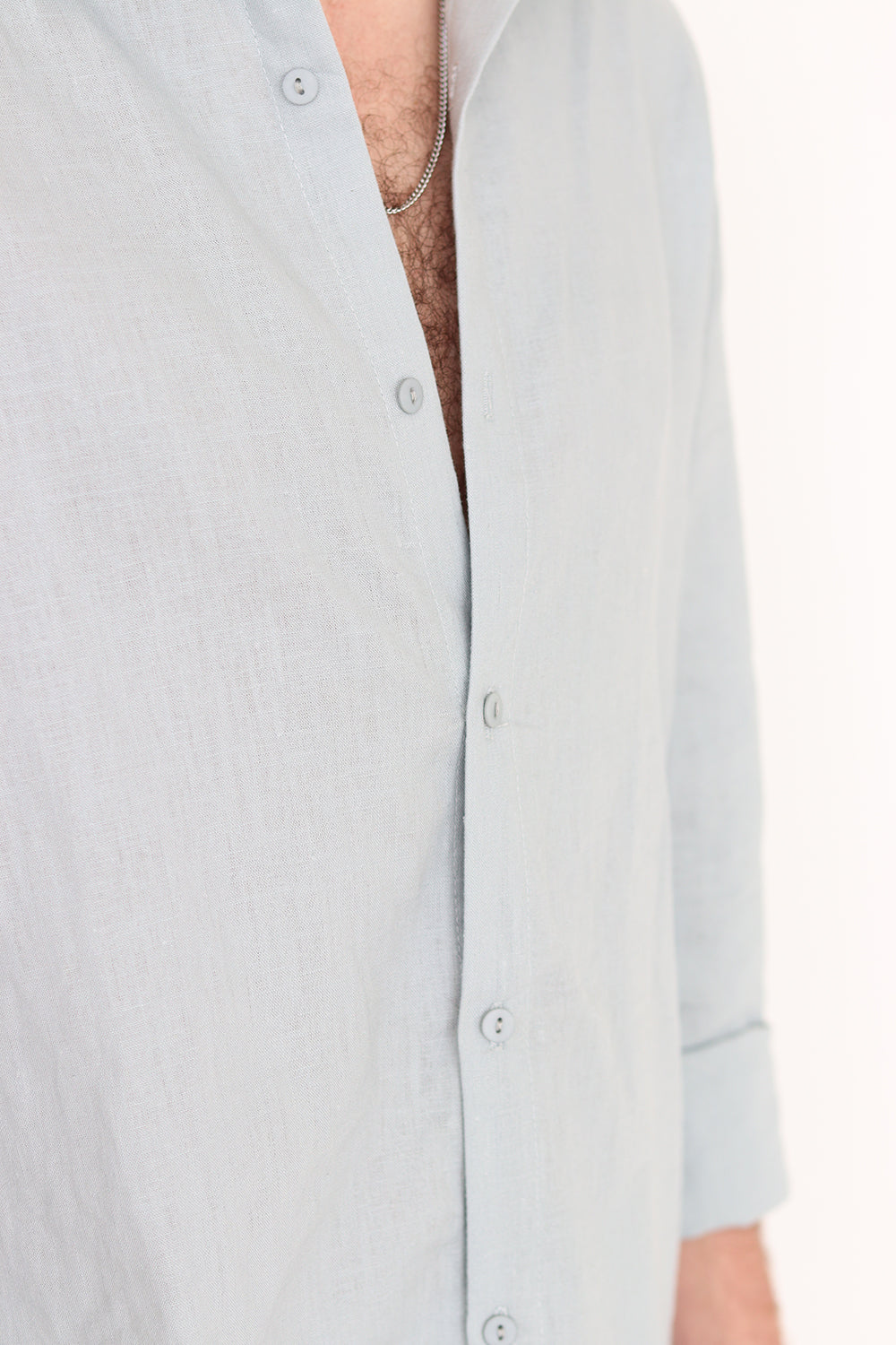 Ice Linen Long Sleeve Buttoned Shirt For Men