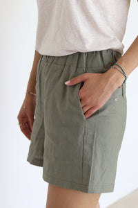 Short Pants Linen Style Green